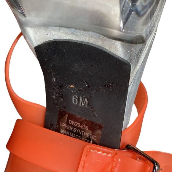 Dollskill darker waves kick drum platform heels neon orange strappy 6M - Picture 6 of 7